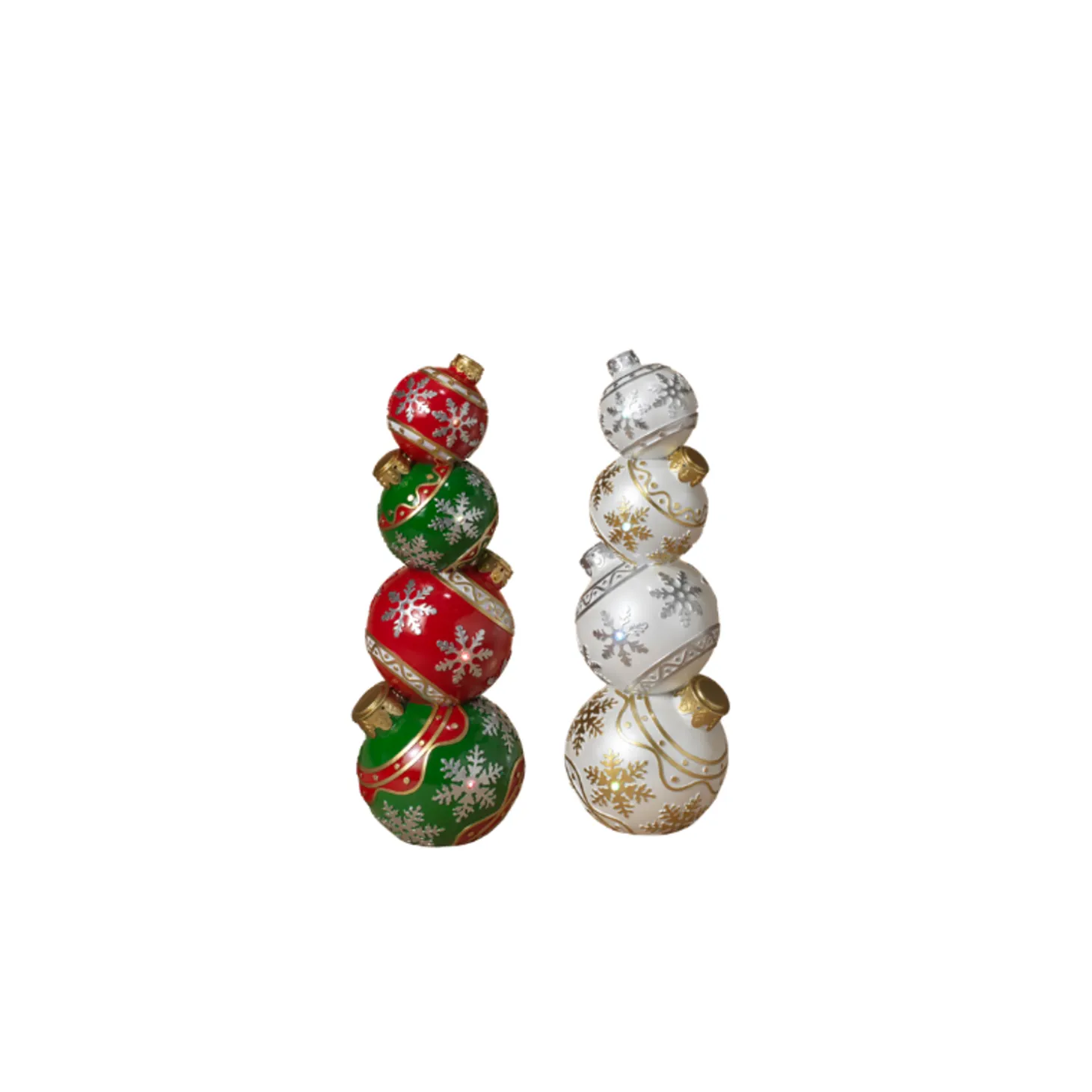 15.5" Battery Operated LED Lighted Stacked Ornaments Indoor/Outdoor Christmas Decoration 2604380