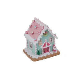 5.8" Battery Operated Lighted Pastel Claydough Gingerbread House Christmas Figure 2497240