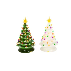13.9" Battery Operated Lighted Musical Ceramic Christmas Tree Figure 2534180