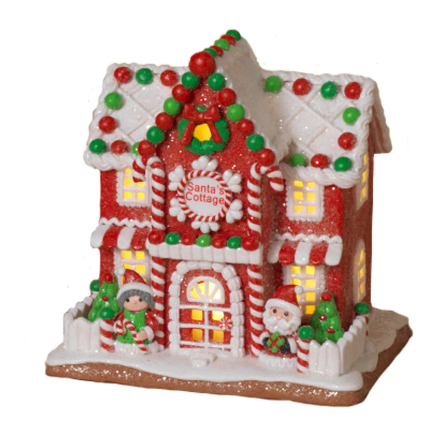 9" Battery Operated Lighted Clay Dough Gingerbread Christmas House 2659510
