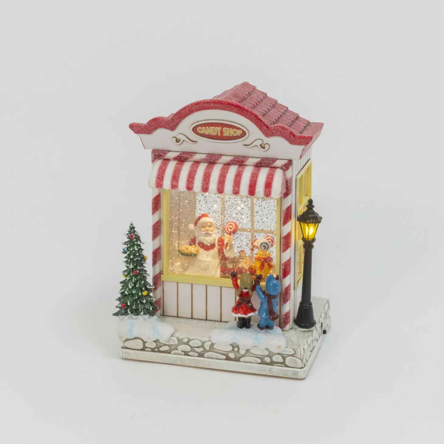 8.8" Battery Operated Santa Candy Shop Spinning Water Globe Christmas Decoration 2597390