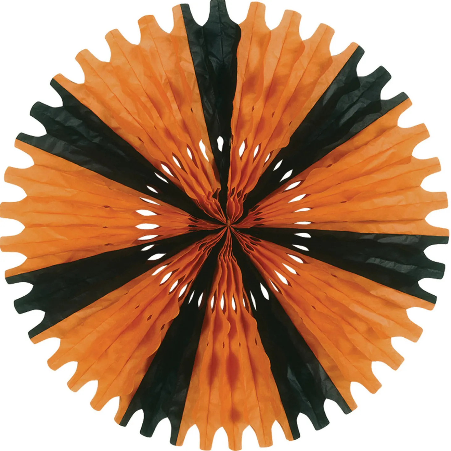 25" Beistle Orange And Black Tissue Paper Fan Halloween Decoration 55293-OB