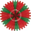 25" Beistle Vintage Red And Green Tissue Paper Fan Christmas Decoration 55293-RG