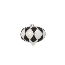 4.5" Black And White Harlequin Design Glass Christmas Ornament 2544420