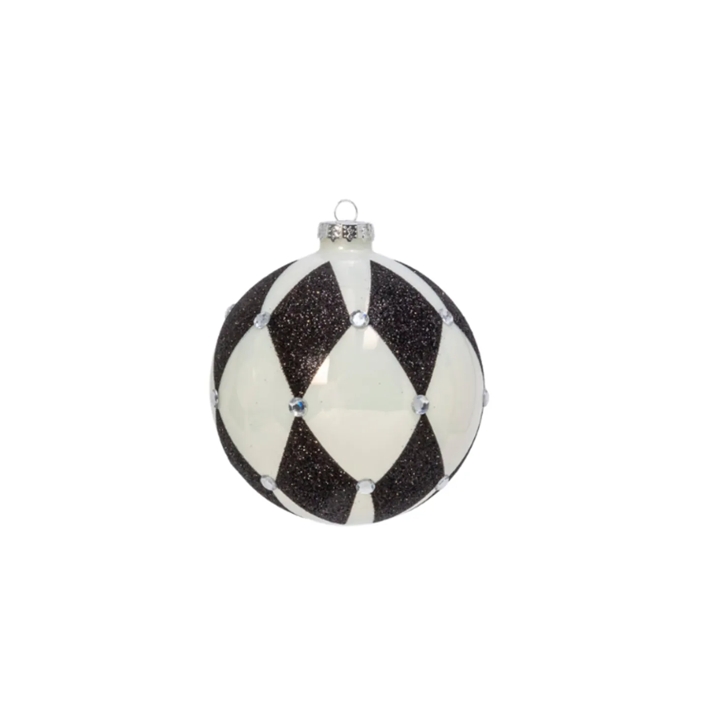 4.5" Black And White Harlequin Design Glass Christmas Ornament 2544420