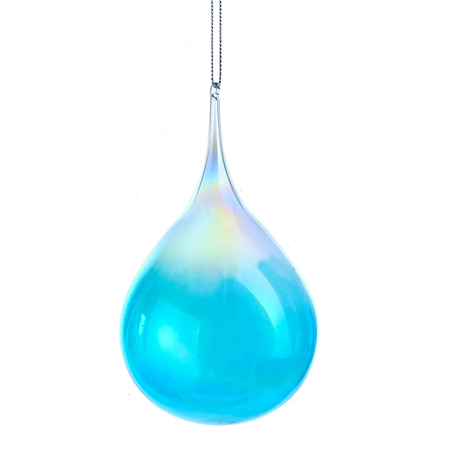 5" Blue Drop Glass Christmas Ornament D3554