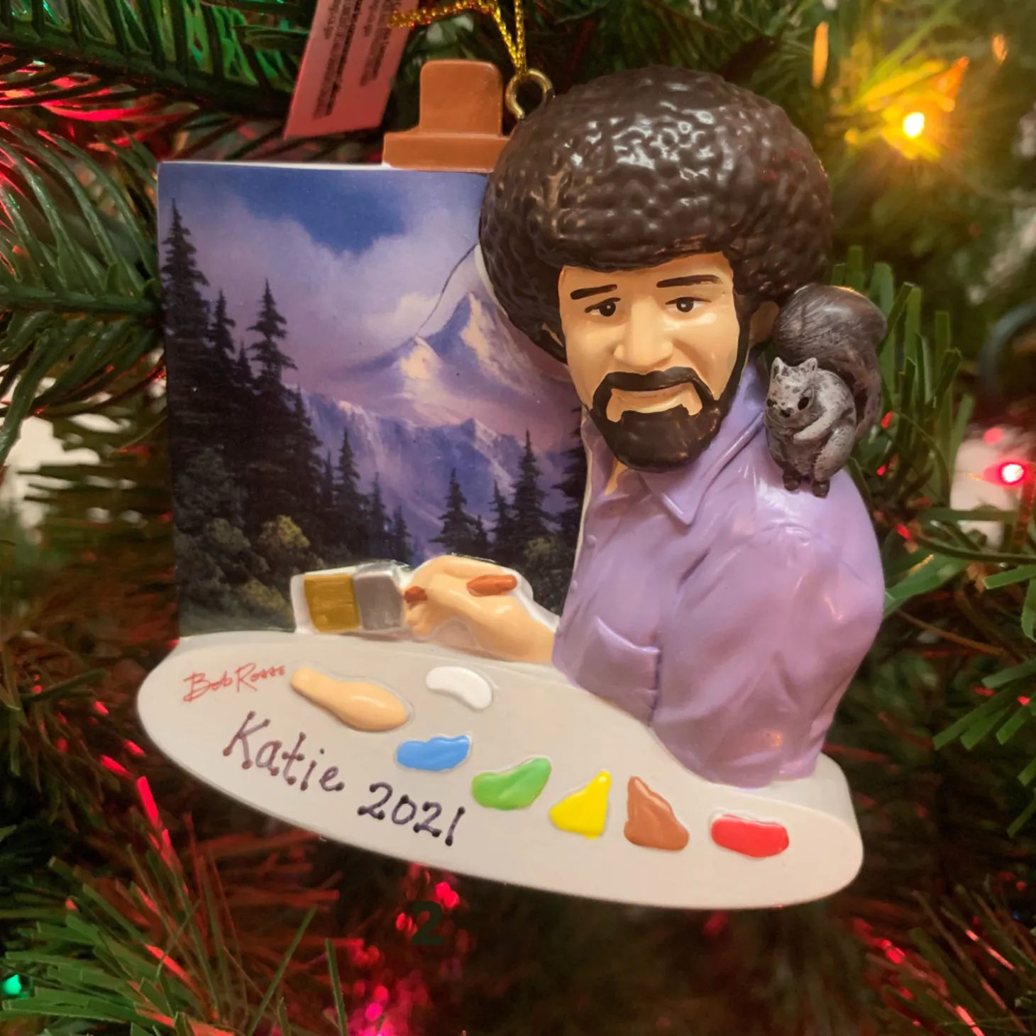 3.5" Bob Ross Painting Personalized Christmas Ornament BO2201
