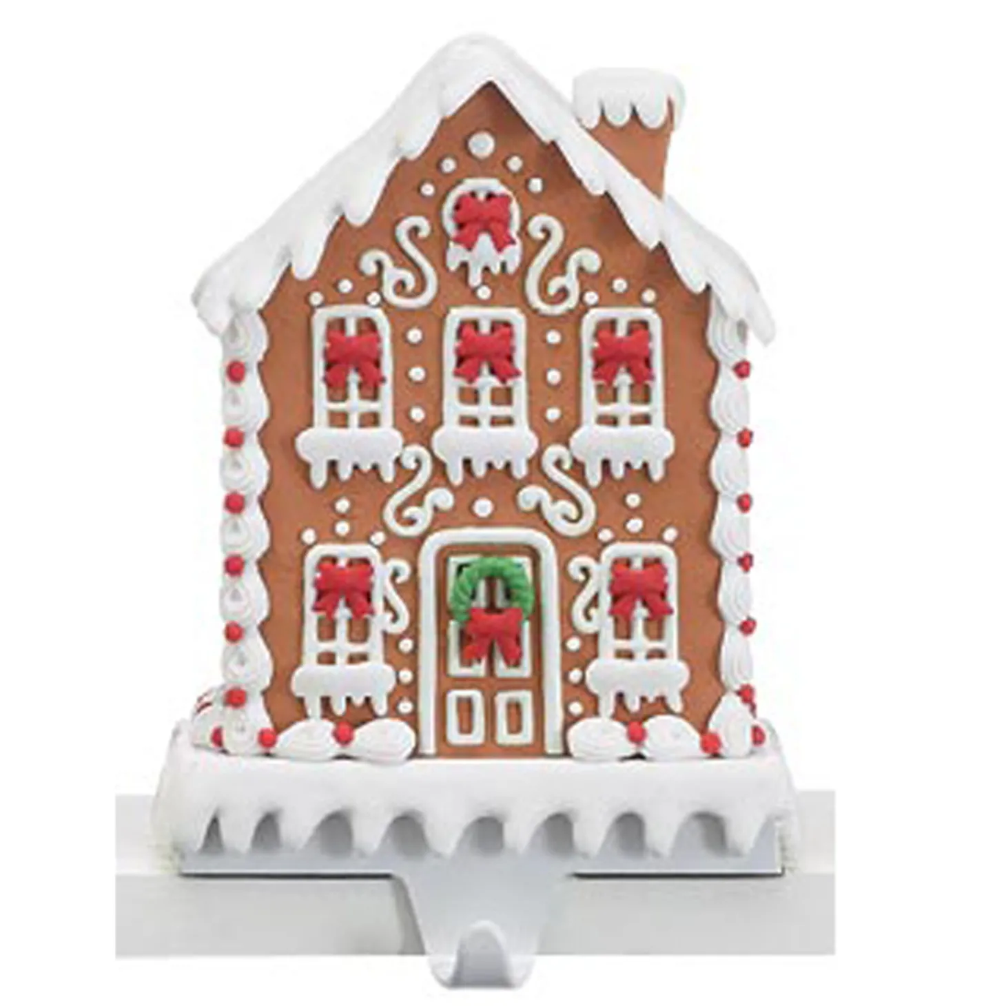 7.75" Claydough Gingerbread House Christmas Stocking Holder 9742090