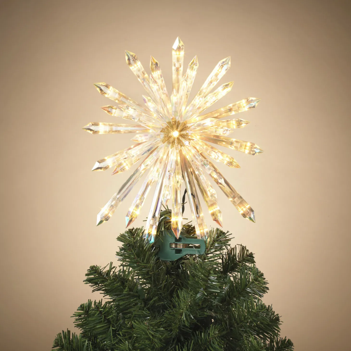 13.5" Electric Lighted Glittered Crystal Starburst Christmas Tree Topper 2619000