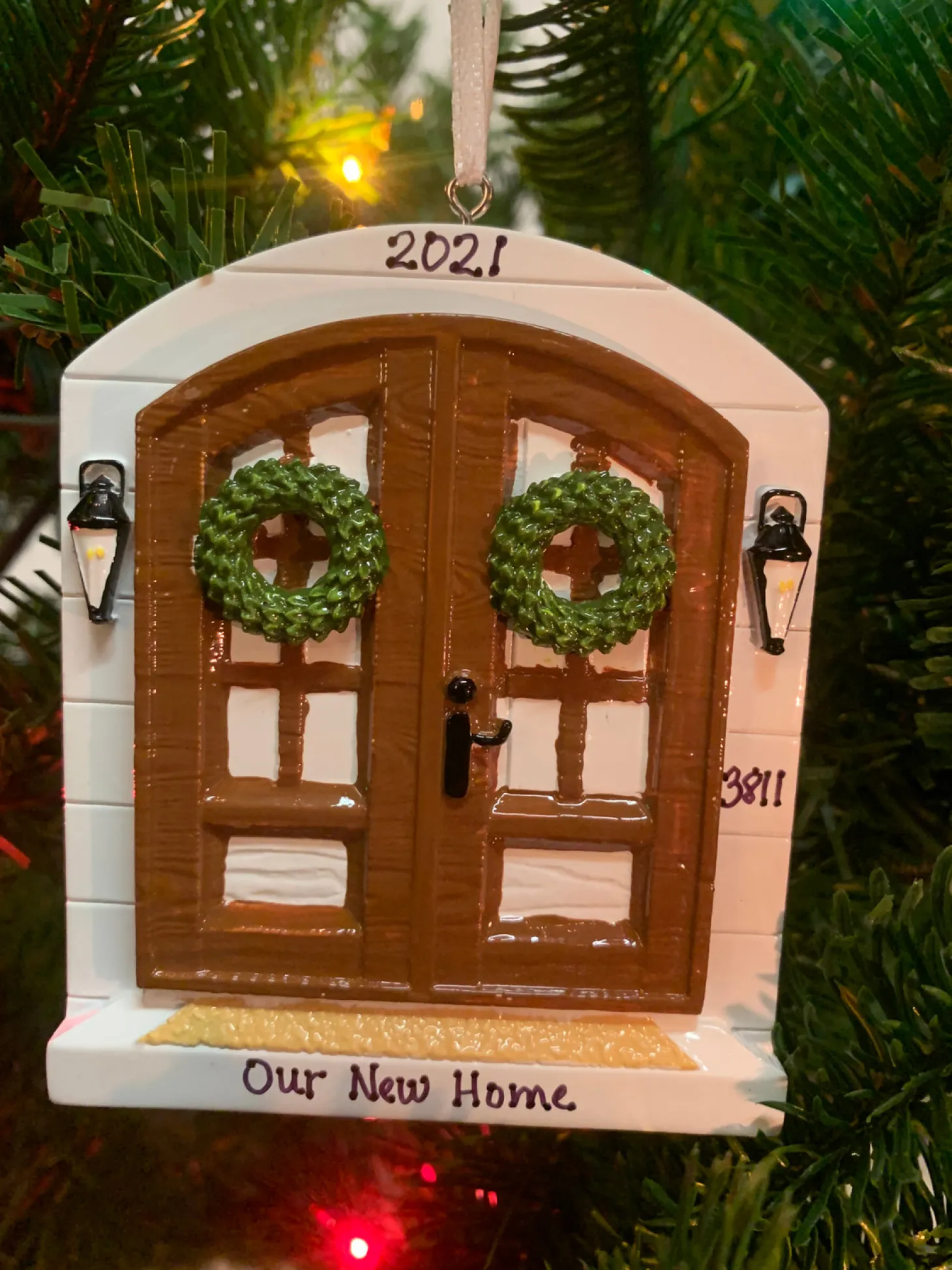 4.25" Farm House Door Personalized Christmas Ornament OR2140
