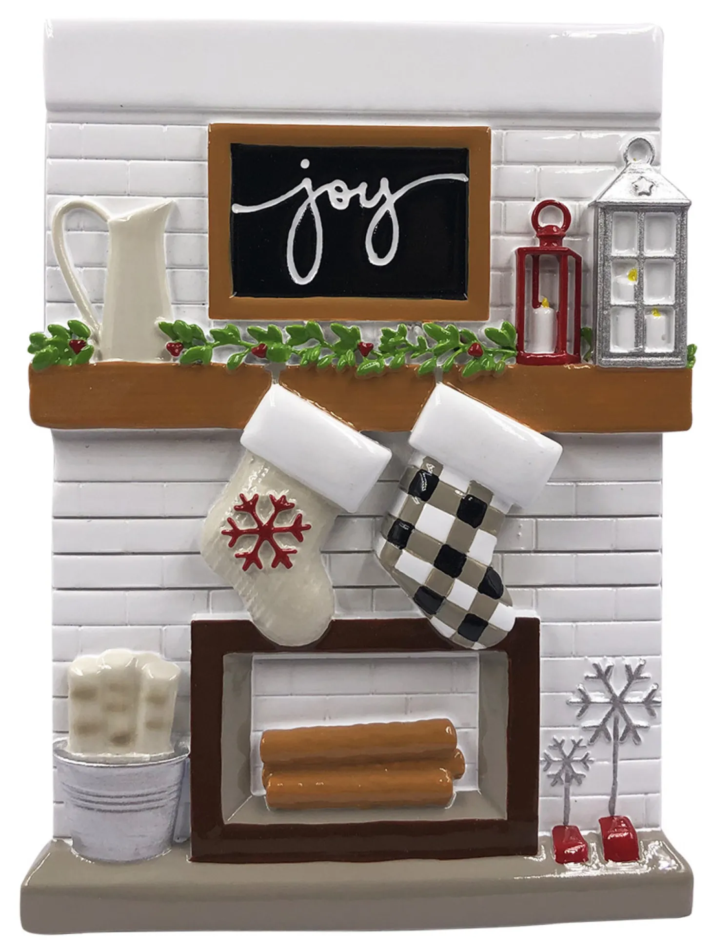 5" Fireplace Mantle Couple Stockings Personalized Christmas Ornament OR2030-2