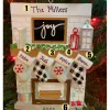 5" Fireplace Mantle Stocking Family Of 4 Personalized Christmas Ornament OR2030-4