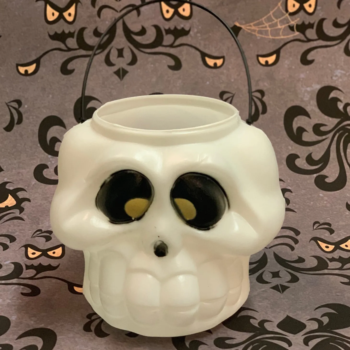 6" Ghost, Skull, Or Black Cat Halloween Blow Mold Candy Pails