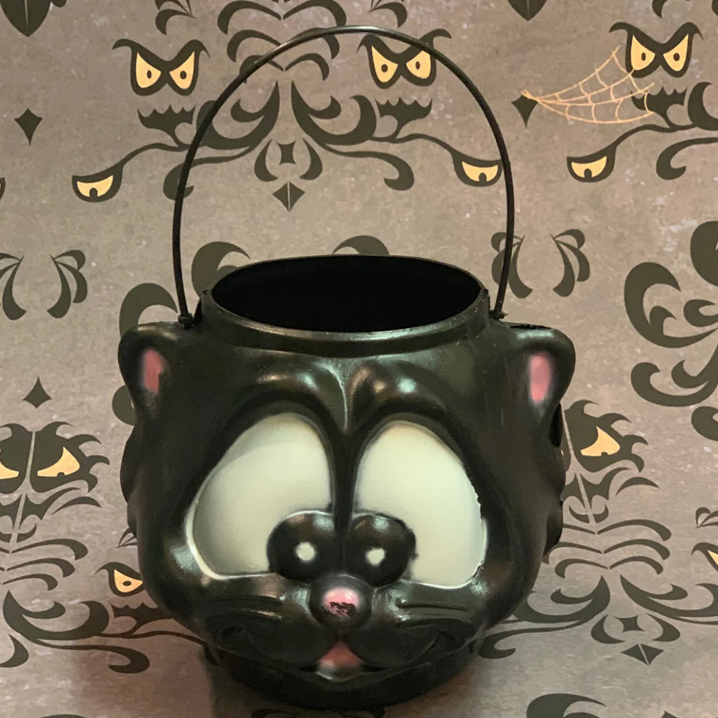 6" Ghost, Skull, Or Black Cat Halloween Blow Mold Candy Pails