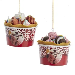 2.6" Ice Cream Sundae With Waffle Cone Cup Christmas Ornament D3975