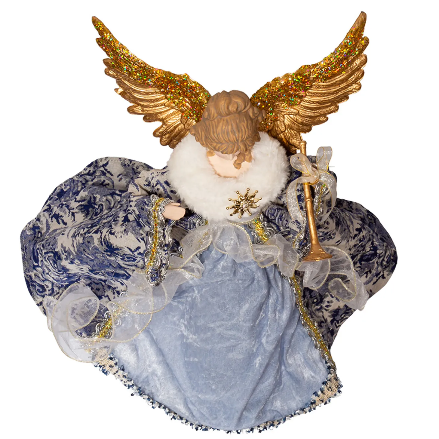 17" Indigo Blue Delft Angel Christmas Tree Topper J6099