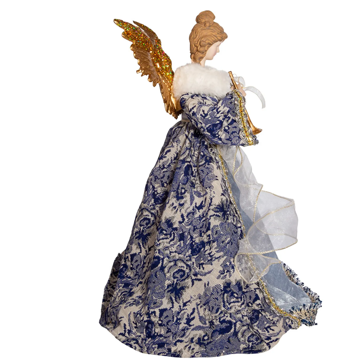 17" Indigo Blue Delft Angel Christmas Tree Topper J6099