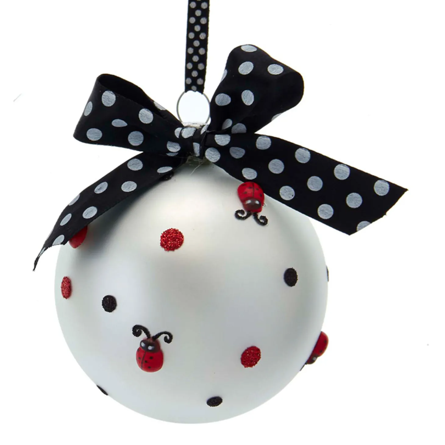 5" Ladybug Ball Glass Christmas Ornament T3001