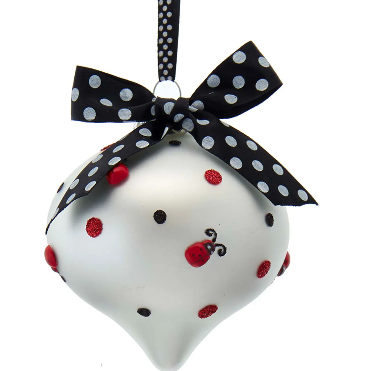 5" Ladybug Ball Glass Christmas Ornament T3001