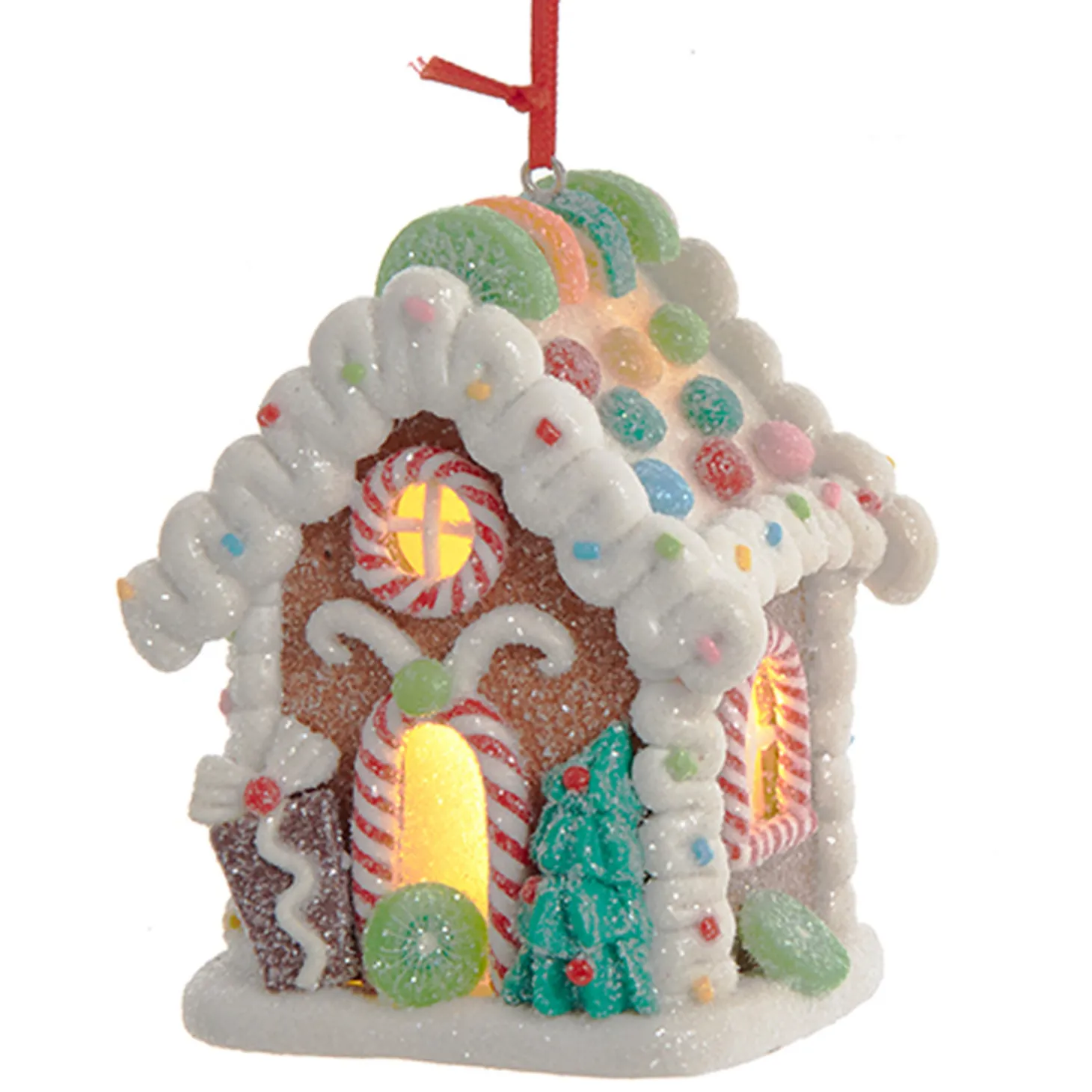 3.75" LED Lighted Claydough Candy Gingerbread House Christmas Ornament D4043