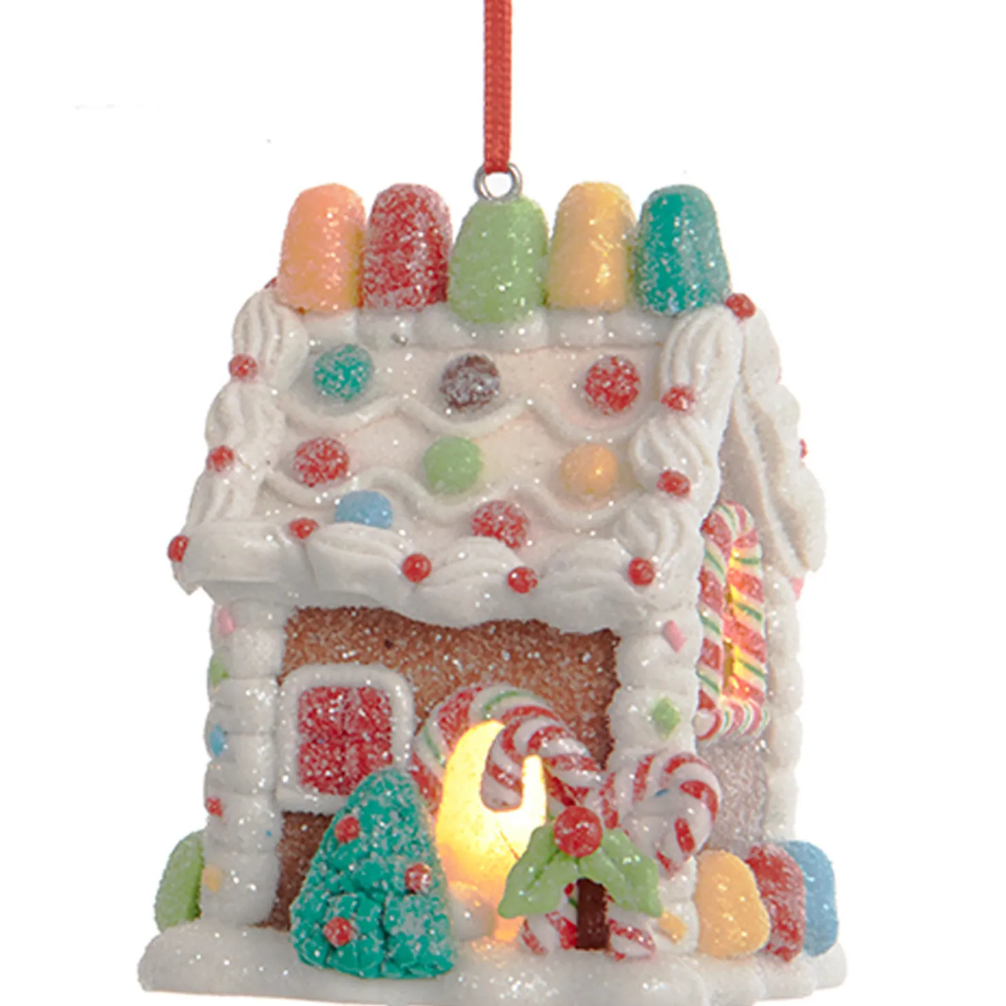 3.75" LED Lighted Claydough Candy Gingerbread House Christmas Ornament D4043