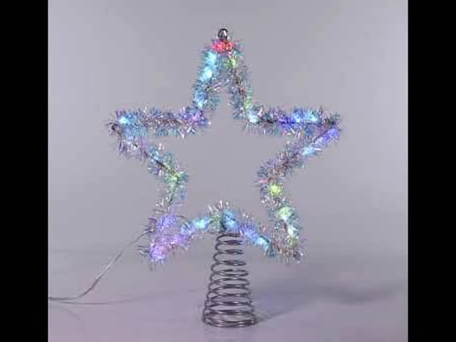 12.2" LED Lighted Silver Tinsel Star Christmas Tree Topper AD1022RGB