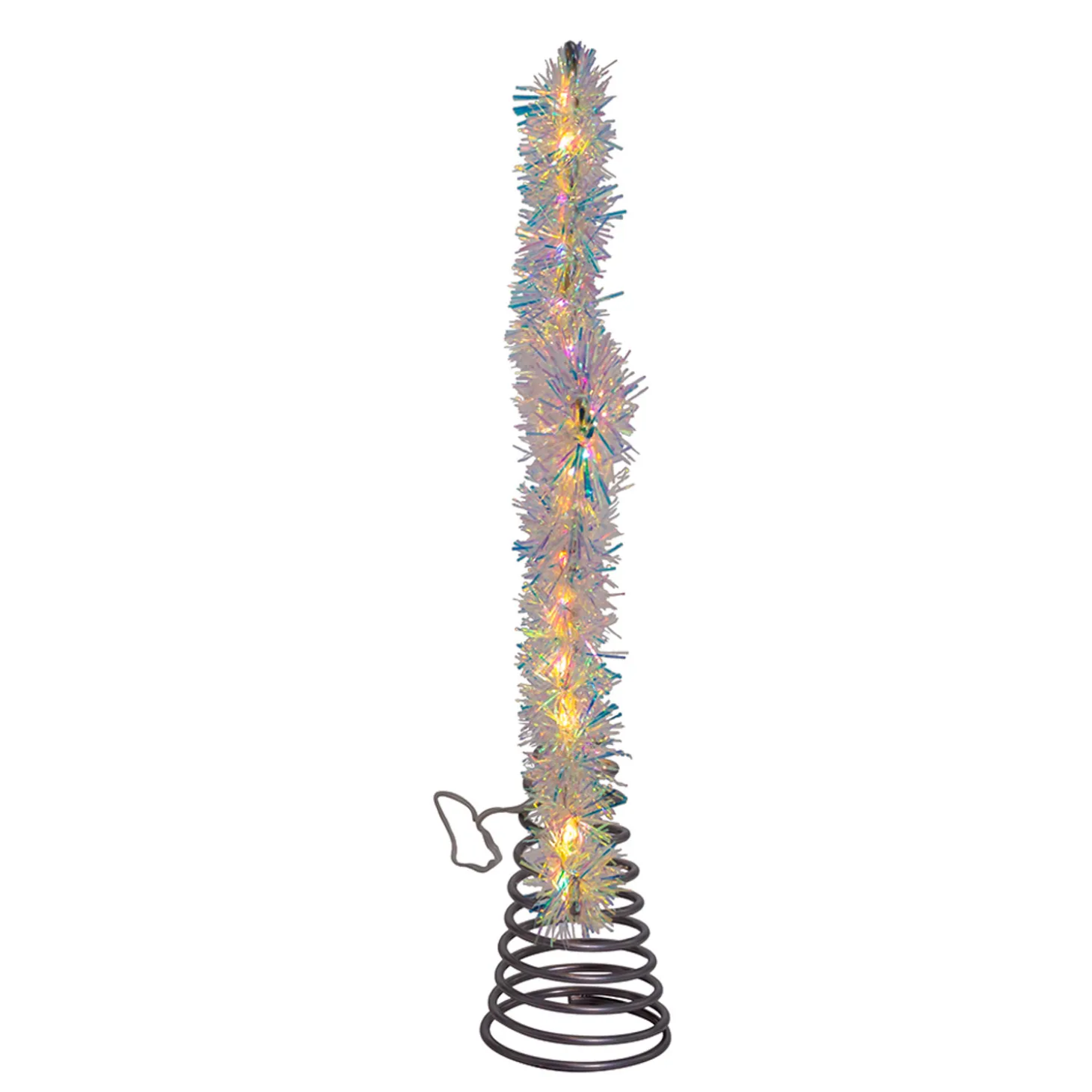12.2" LED Lighted Warm White Silver Tinsel Star Christmas Tree Topper AD1022WW