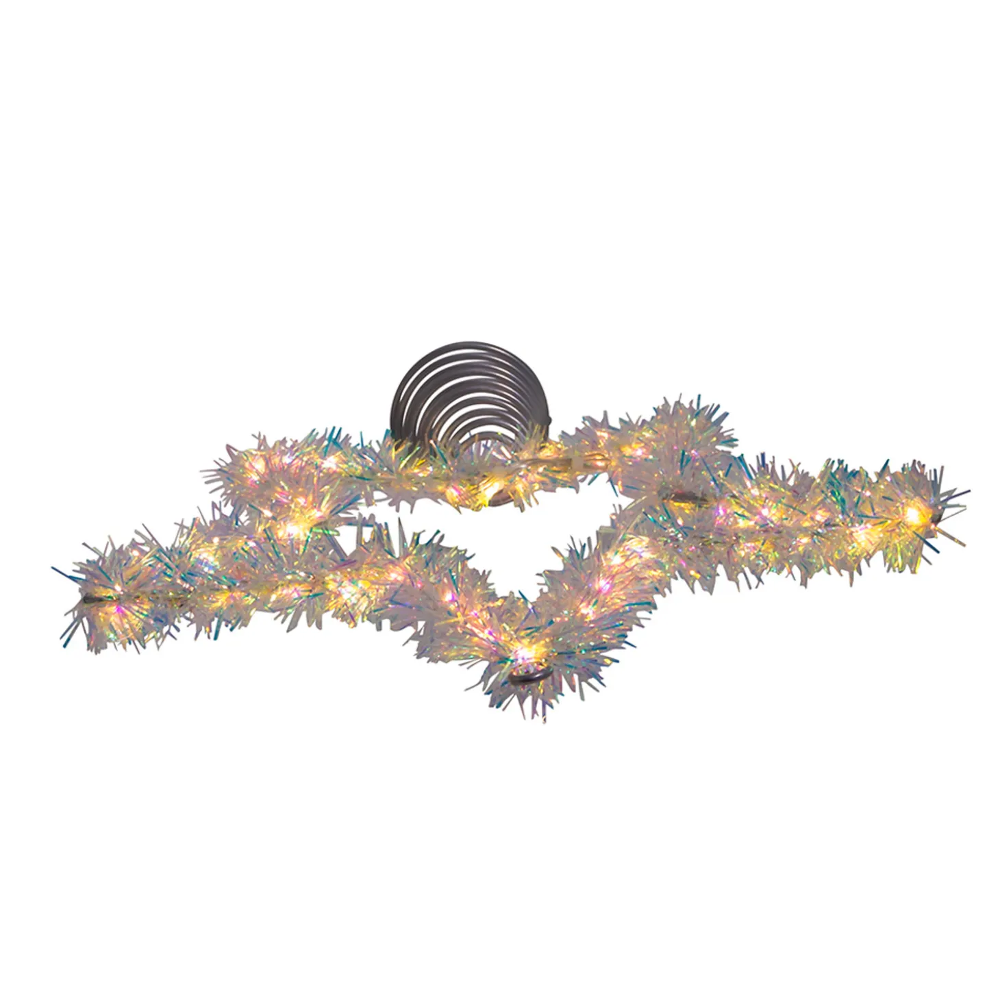 12.2" LED Lighted Warm White Silver Tinsel Star Christmas Tree Topper AD1022WW