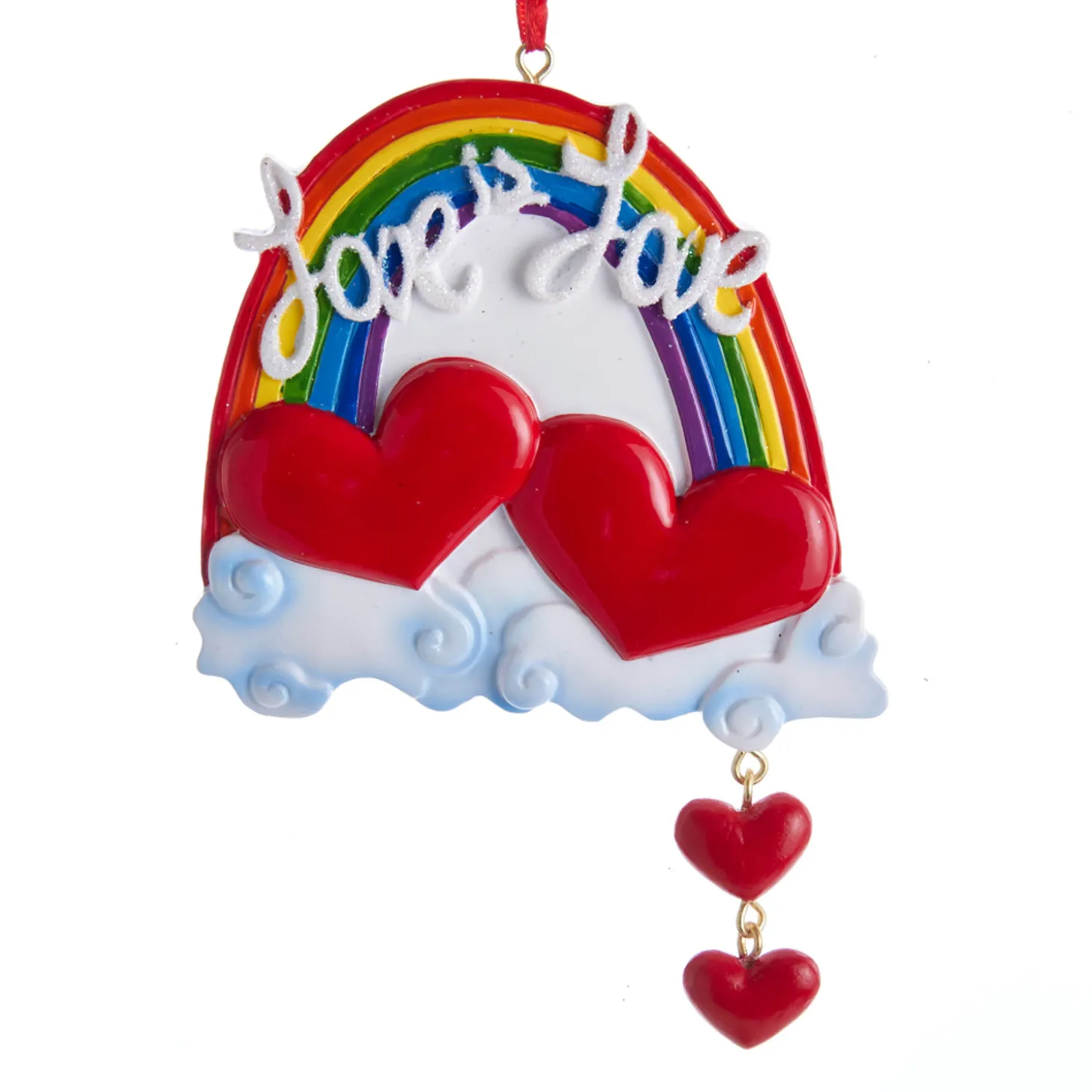 3.75" Love Is Love Rainbow Personalized Christmas Ornament W8454