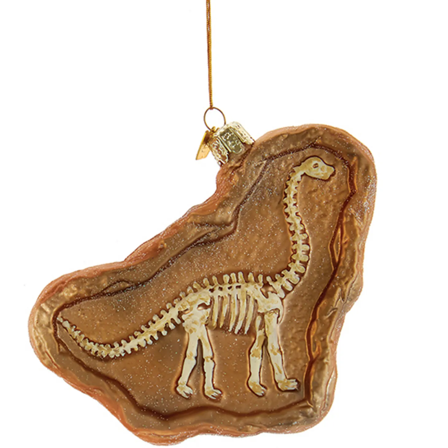 4.75" Noble Gems Dinosaur Fossil Glass Christmas Ornament NB1726