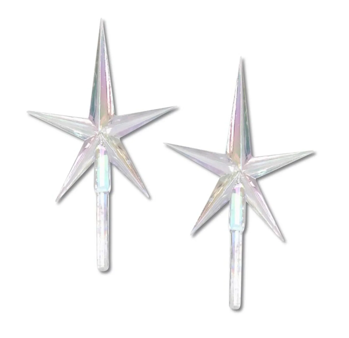 2 Pack Small Clear Iridescent Ceramic Tree Plastic Replacement Star P0678