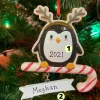 4.25" Penguin Pretender Wearing Antlers Personalized Christmas Ornament OR2185