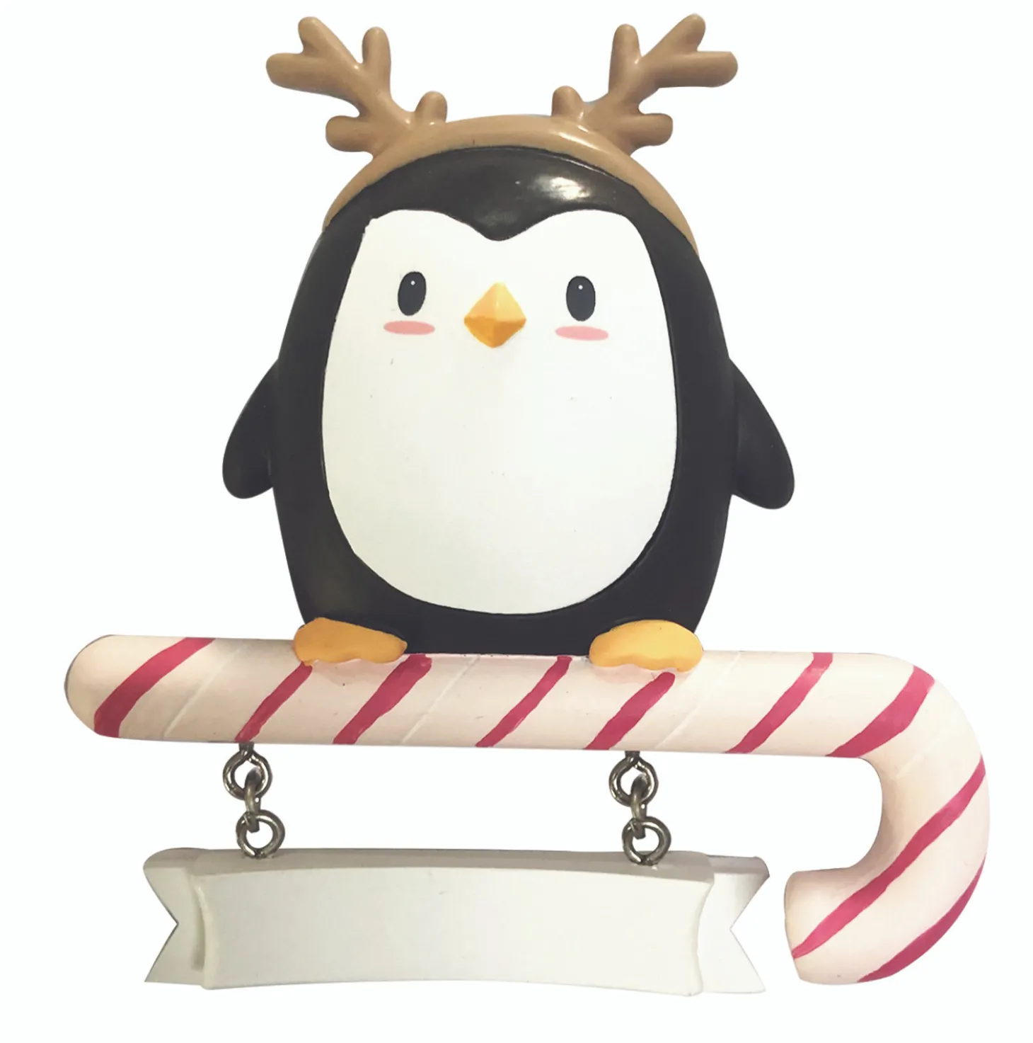 4.25" Penguin Pretender Wearing Antlers Personalized Christmas Ornament OR2185