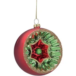 4" Red And Green Reflector Glass Ball Christmas Ornaments 9741891