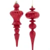 12" Red Distressed Finish Plastic Finial Christmas Ornament D3810