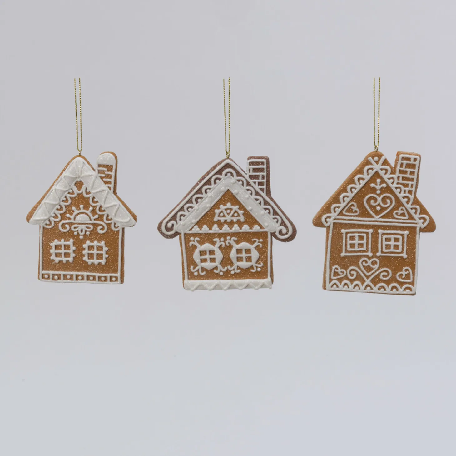 4.5" Set Of 3 Clay Dough Gingerbread House Christmas Ornament 2597210