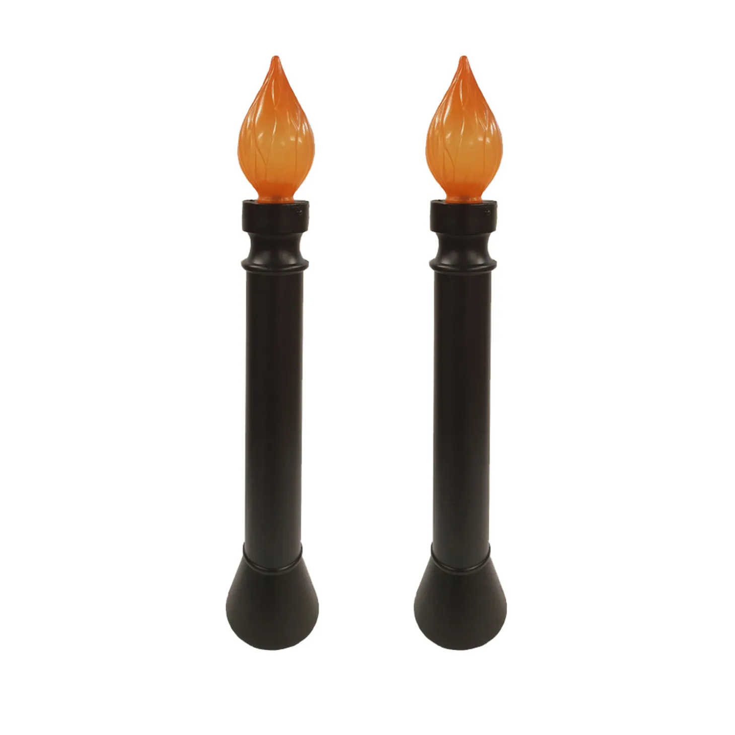 40" Set Of 2 Lighted Black Candle Blow Mold Halloween Decoration 62300