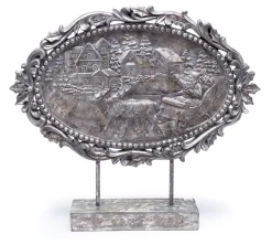 20.75" Silver Santa In Sleigh Scene Christmas Decoration 9742071