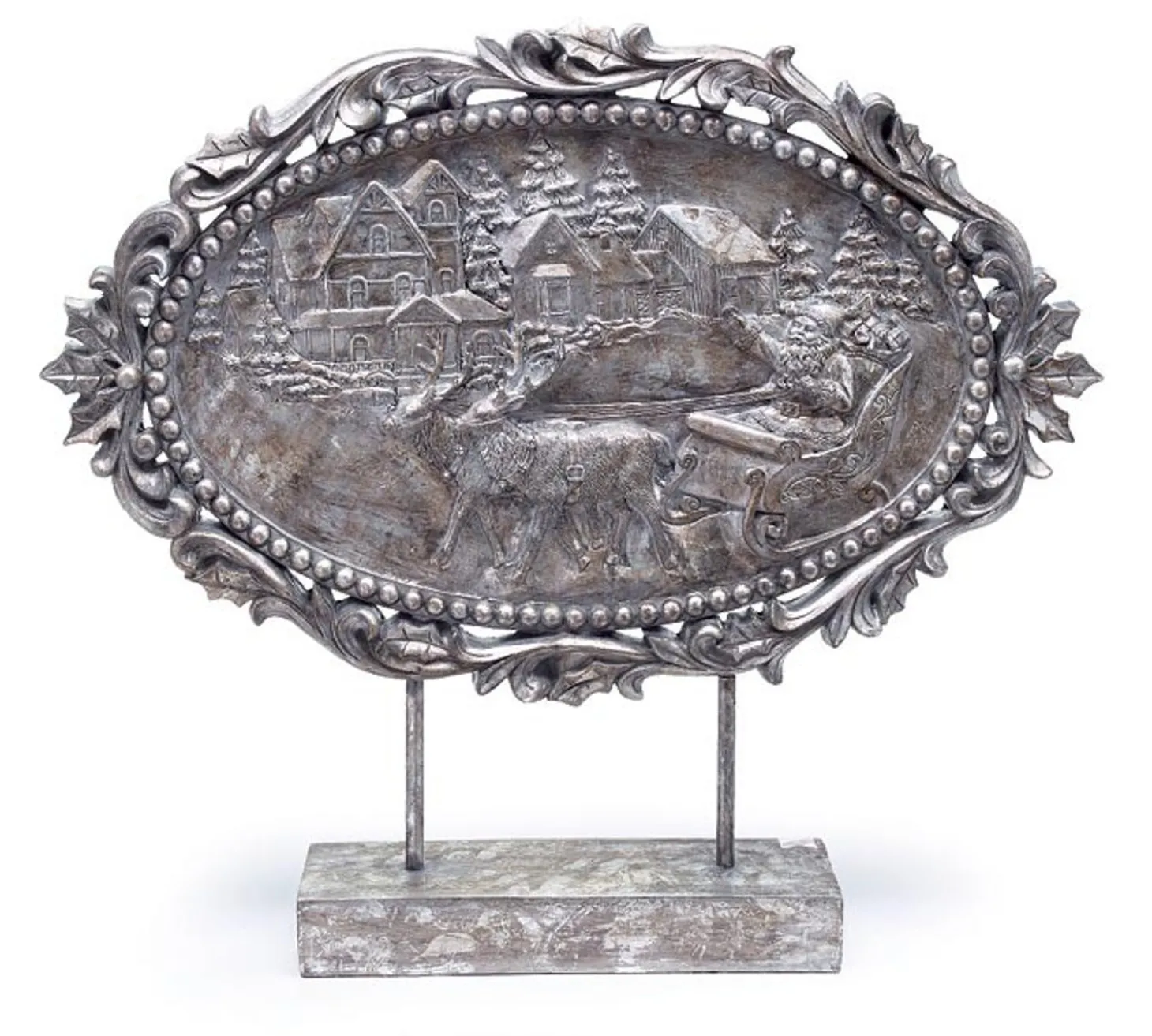 20.75" Silver Santa In Sleigh Scene Christmas Decoration 9742071