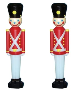 31" Toy Soldier With Black Hat Plastic Blow Mold Outdoor Set Of 2 Christmas Decoration 76440