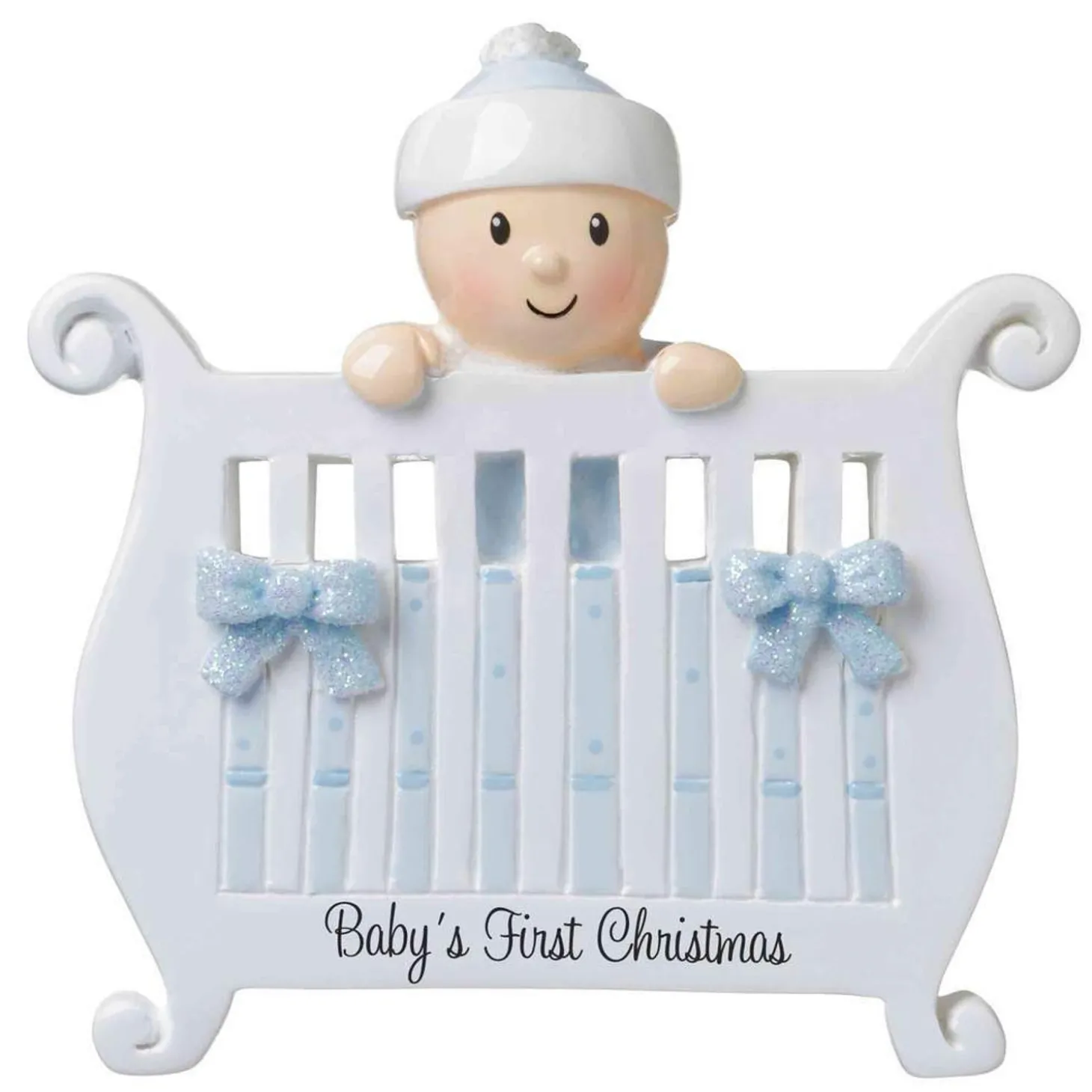 Baby Boy In Crib Personalized Christmas Ornament OR1732-B