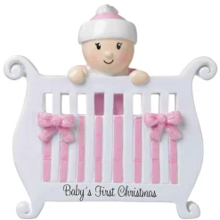 Baby Girl In Crib Personalized Christmas Ornament OR1732-P