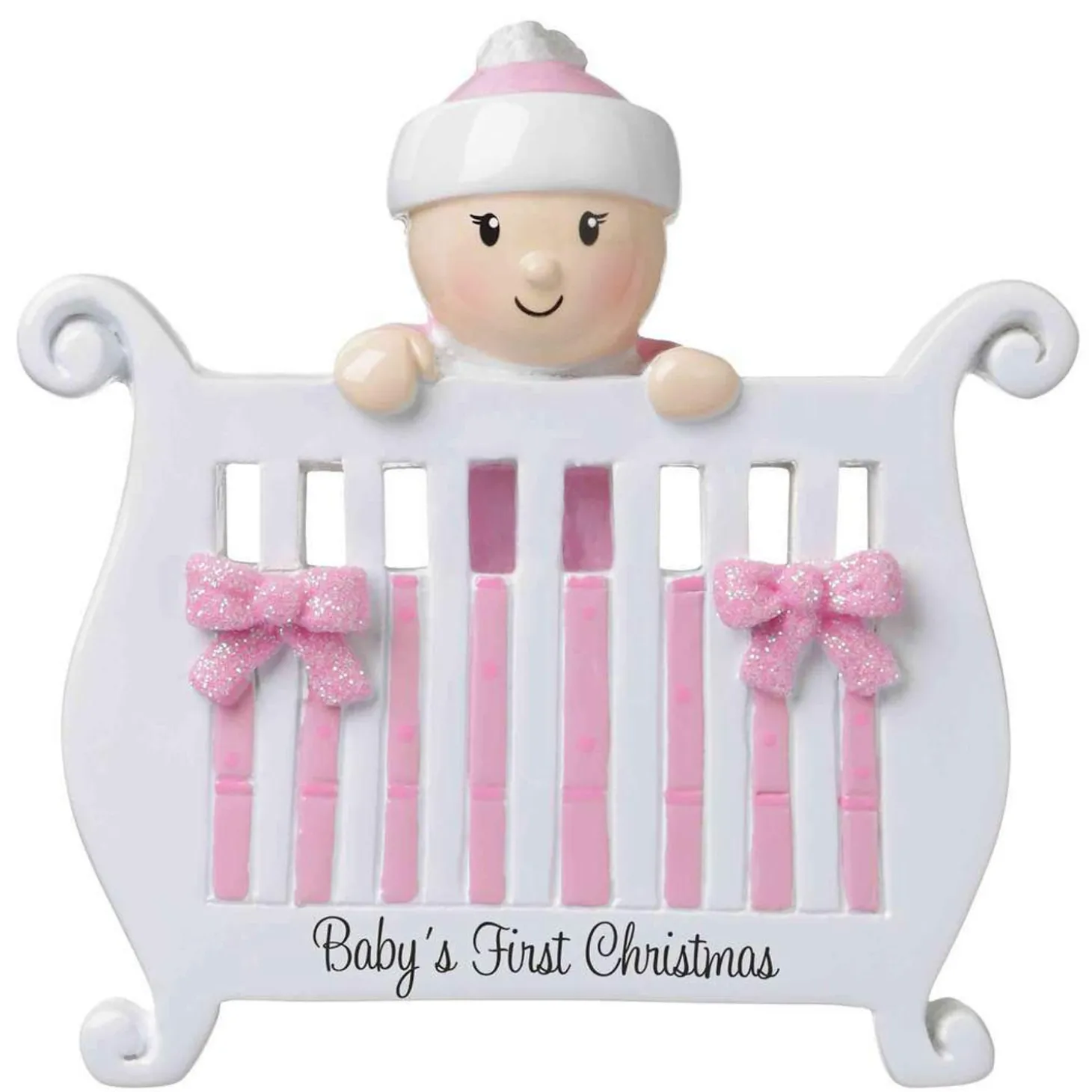 Baby Girl In Crib Personalized Christmas Ornament OR1732-P