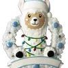 Baby Llama In Blue Wreath Personalized Christmas Ornament OR1903-B