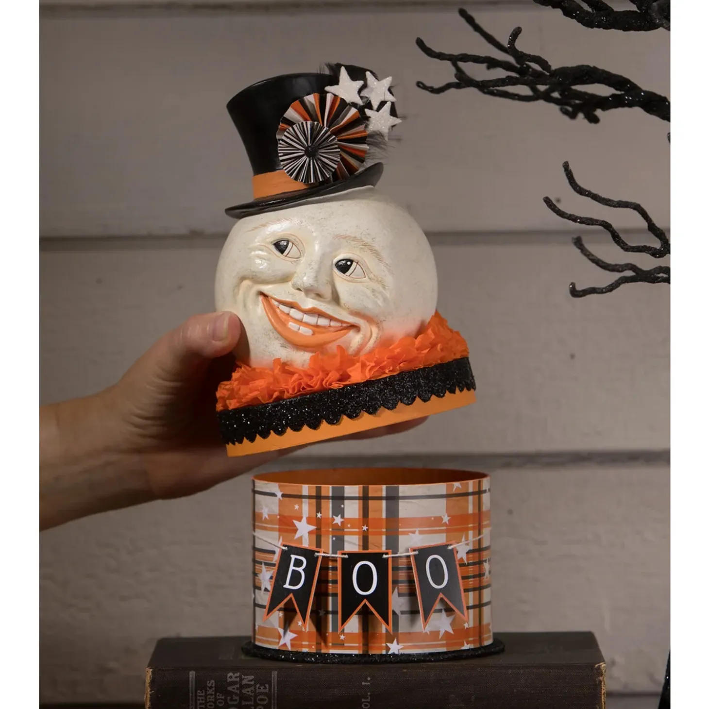 Bethany Lowe 9" Halloween Moon Man On Box Decoration TL3357