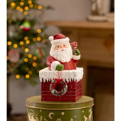 Bethany Lowe 7.75" Ho Ho Santa In Chimney Container Vintage Christmas Decor TL3363