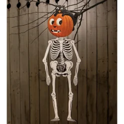 Bethany Lowe 30" Jack & Cat Hanging Posable Skeleton Vintage Halloween Decoration TF3255