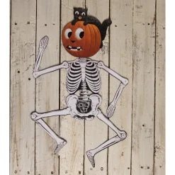 Bethany Lowe 30" Jack & Cat Hanging Posable Skeleton Vintage Halloween Decoration TF3255