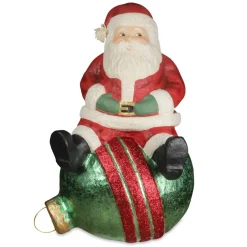 Bethany Lowe 20.5" Jolly Santa On Bauble Large Paper Mache Christmas Decoration TJ9509
