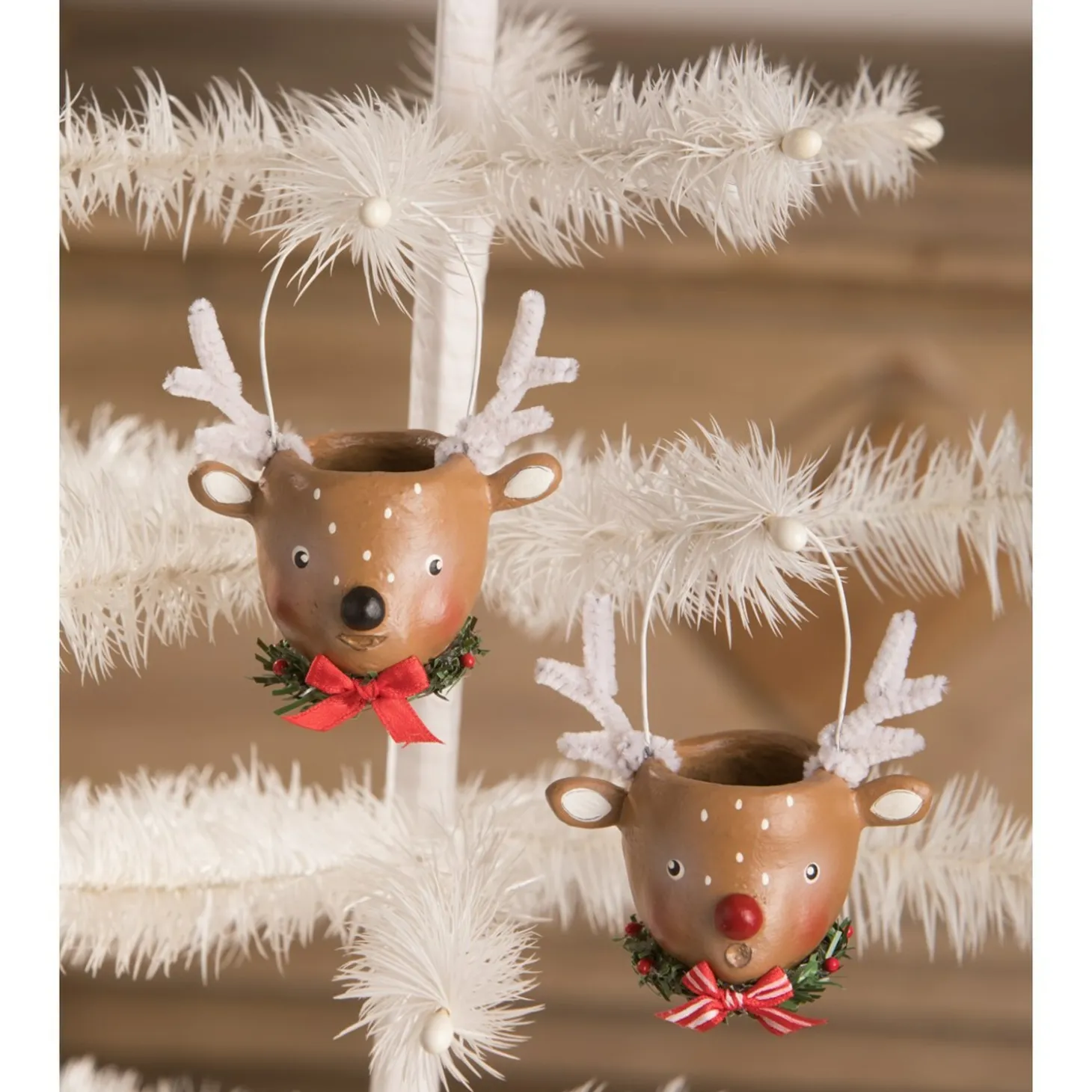 Bethany Lowe 3" Mini Reindeer Christmas Bucket Figure Or Ornament ML0425